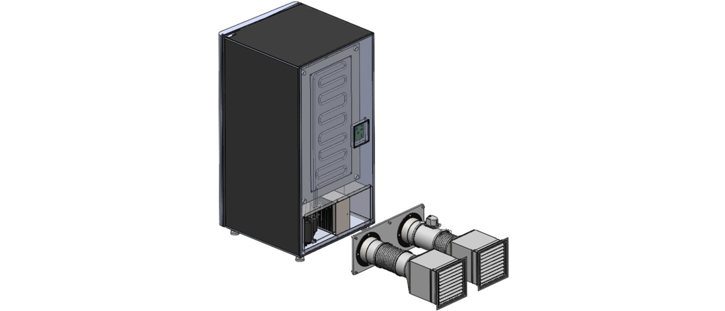 Air ducting system — intake/exhaust, motorized damper, hood vent
